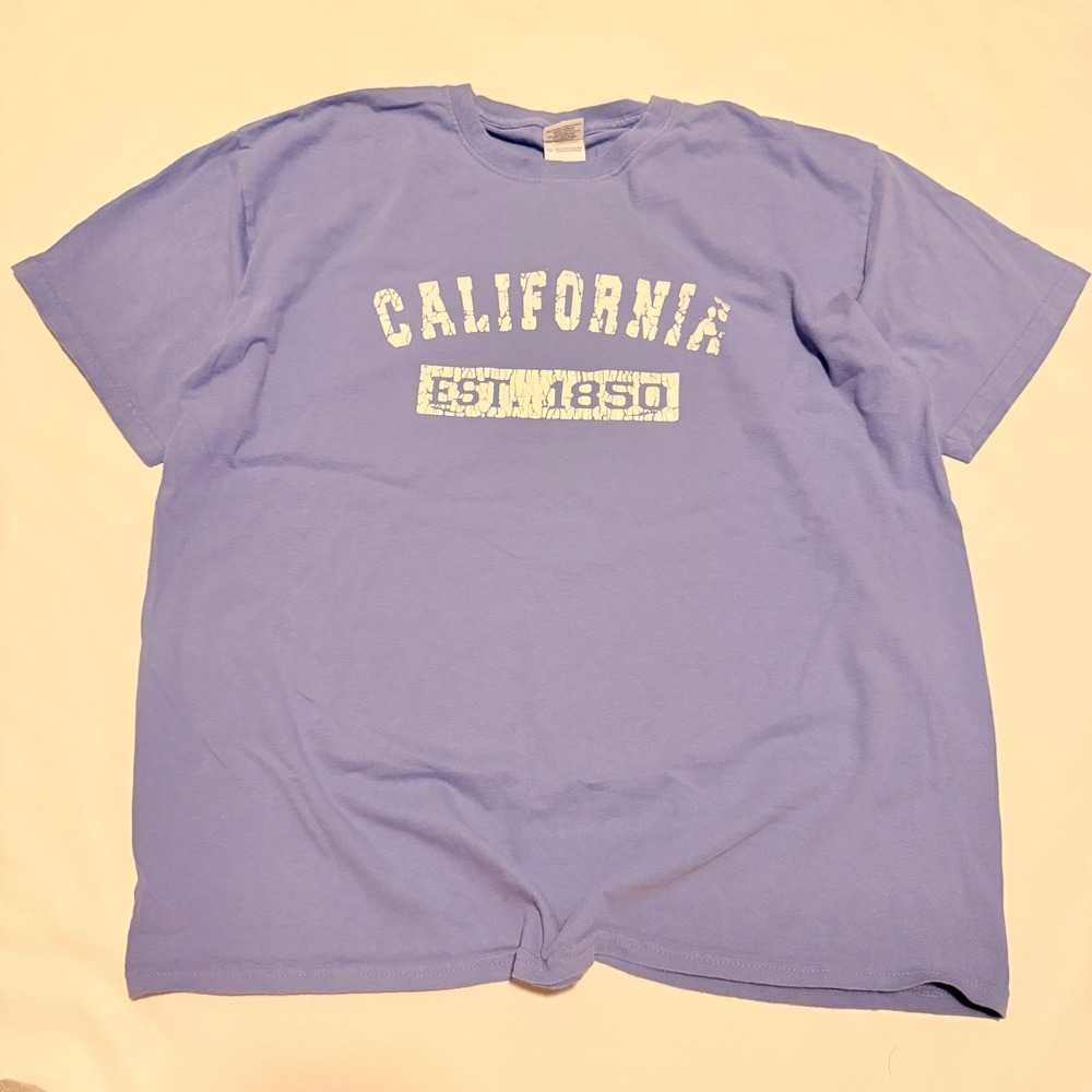 Gildan T-Shirt Mens XL Blue California Est 1850 Short Sleeve Graphic Tee